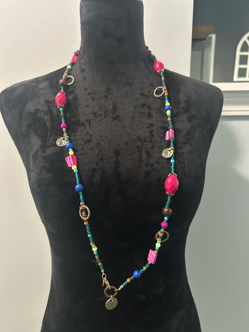 🌈 Premier Designs Colorful Boho Beaded Necklace | Long Statement | NWOT 🌈